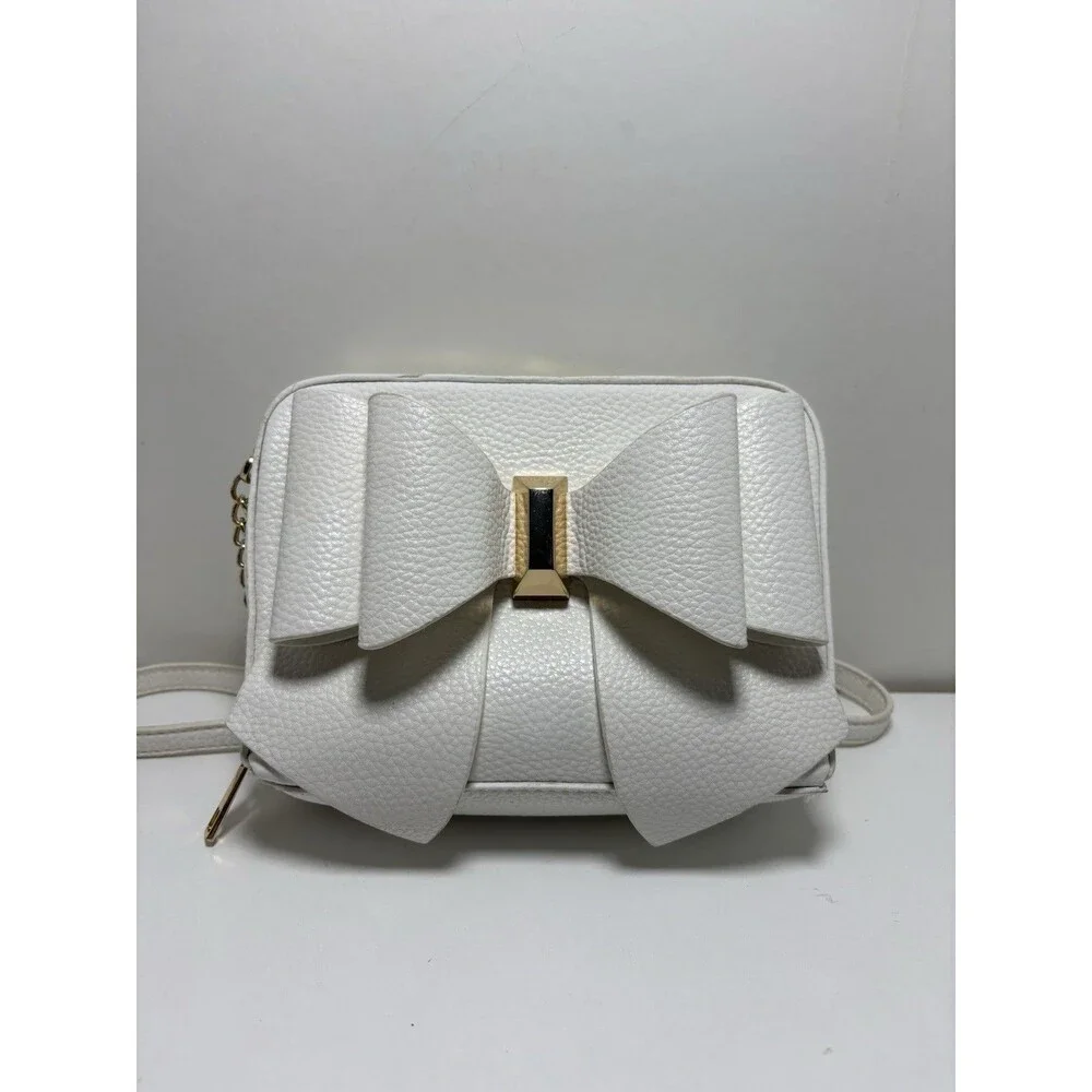 Like Dreams/Grossi Senna Chloe boxy faux-leather bow mini crossbody bag White